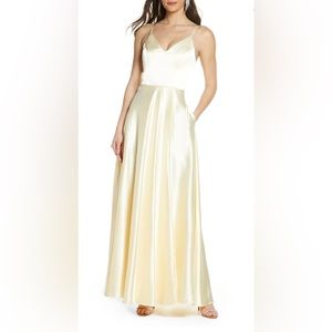 Sequin Hearts Light Yellow Satin Prom Dress Junior’s Size 3